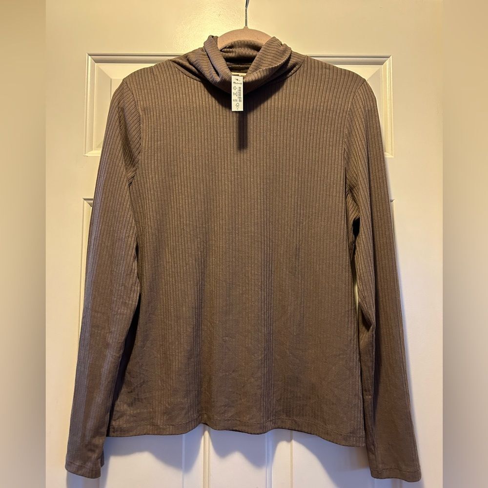 Madewell Ribbed Turtleneck Womens Size 1X Taupe Lightweight New